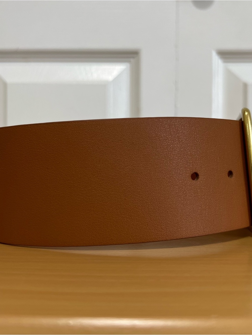J. Crew Women’s Wide Brown Leather Belt with Gold-Tone Buckle Size Small - Picture 3 of 12